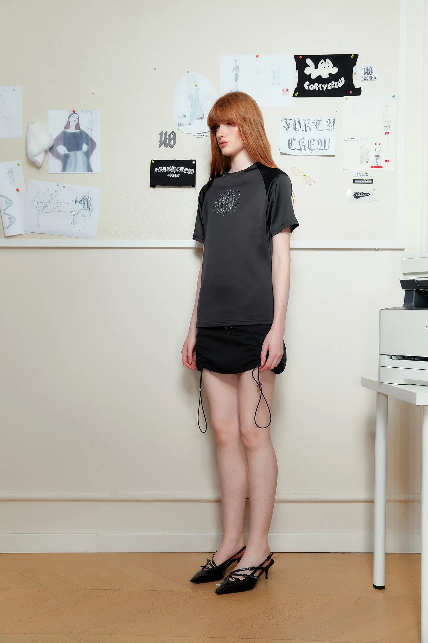 Rivet Drawstring Skirt