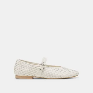 ROSLYN WOVEN BALLET FLATS TRUE WHITE WOVEN LEATHER