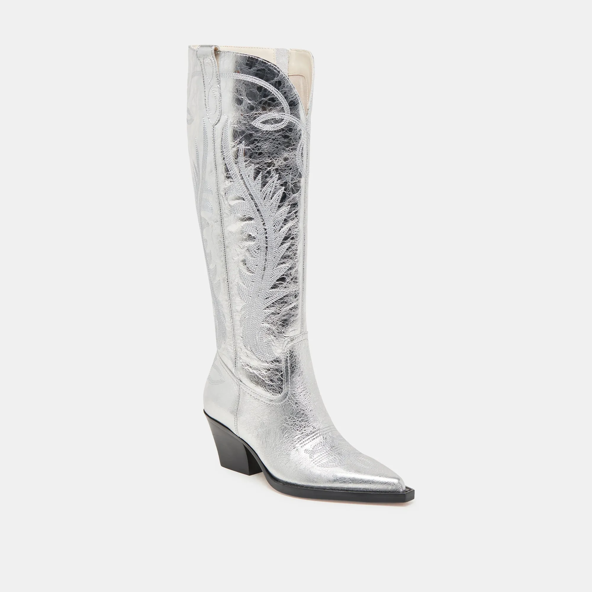 RYATT WIDE CALF BOOTS SILVER DISTRESSED LEATHER