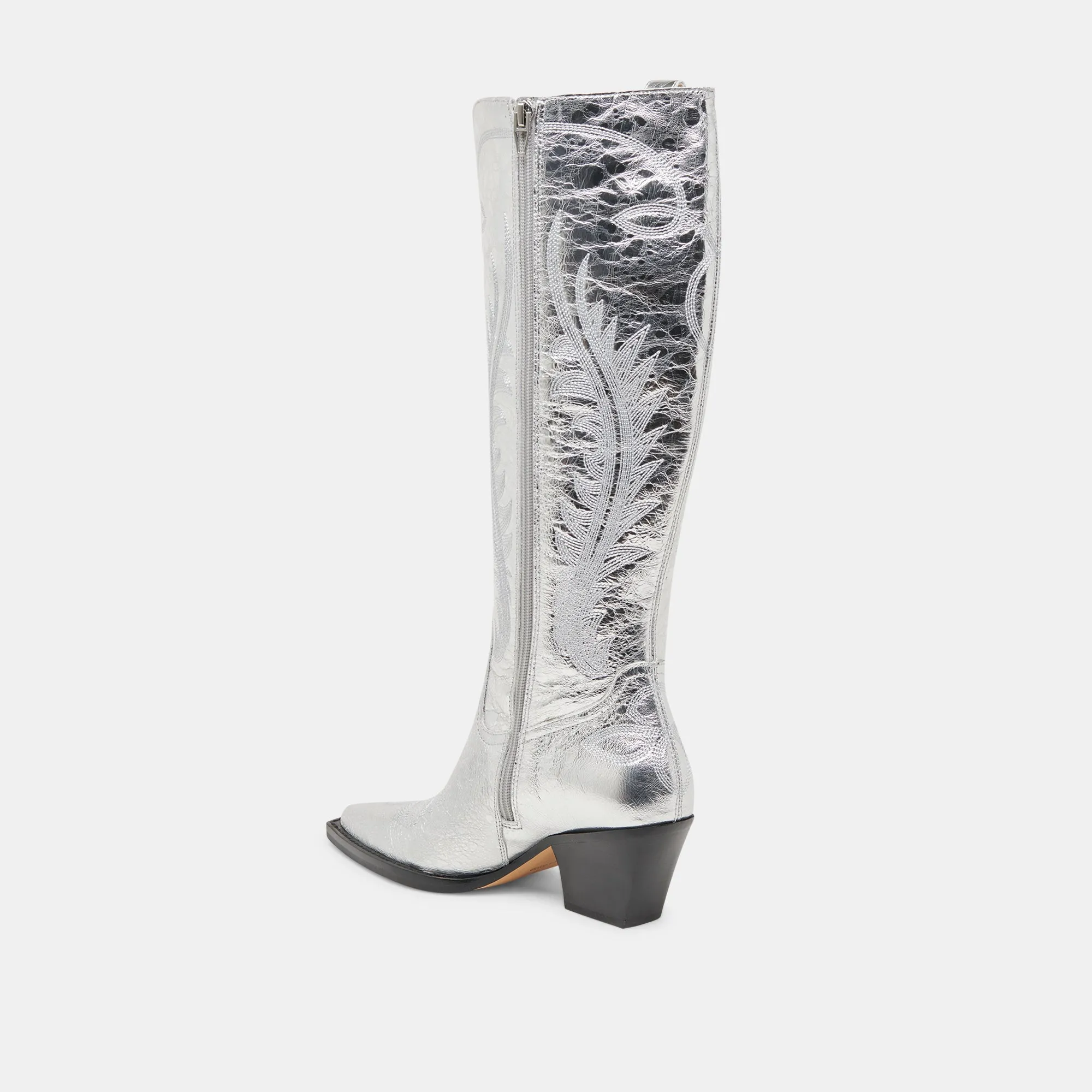 RYATT WIDE CALF BOOTS SILVER DISTRESSED LEATHER