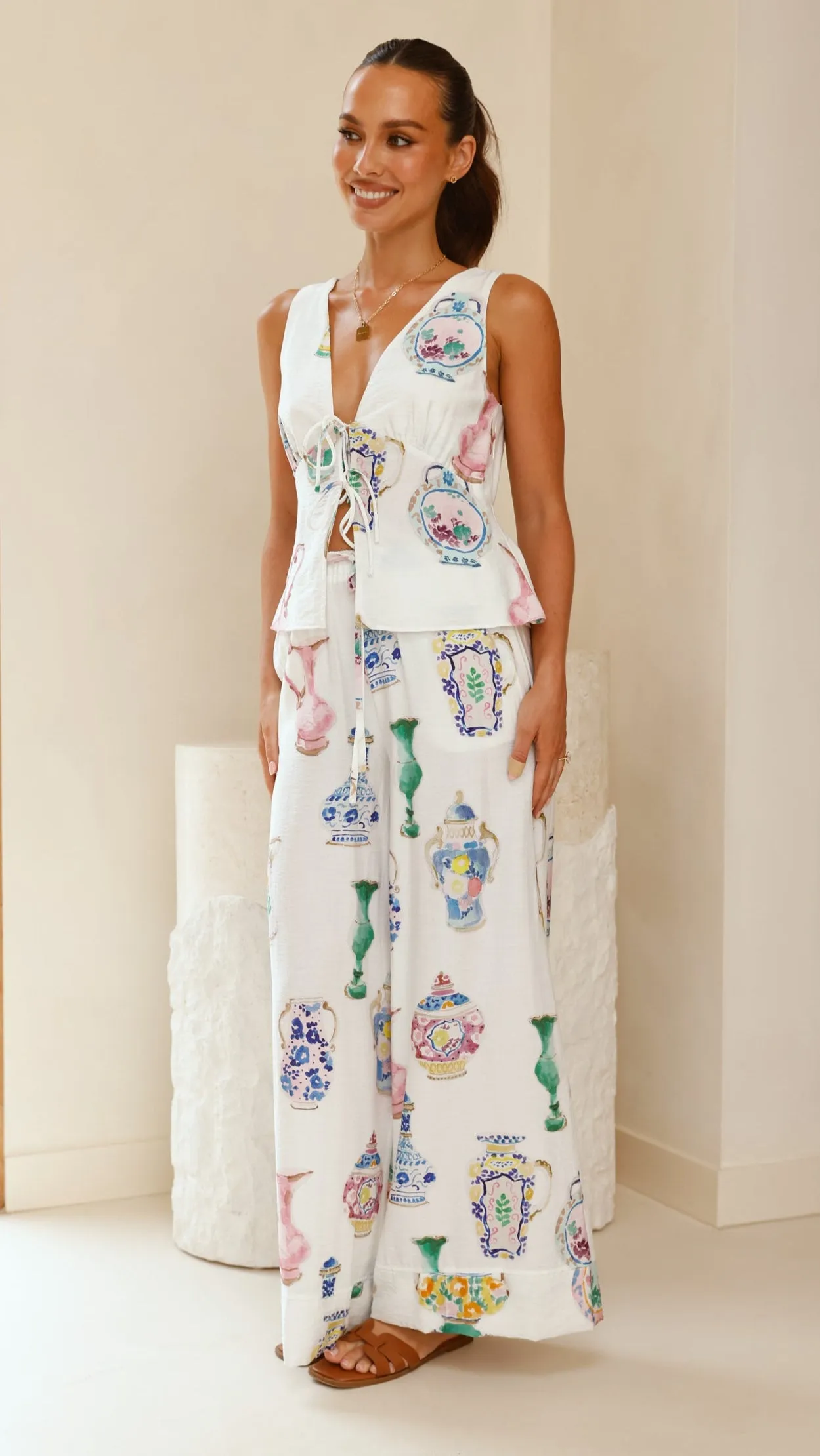 Sabin Pants - Vase Print