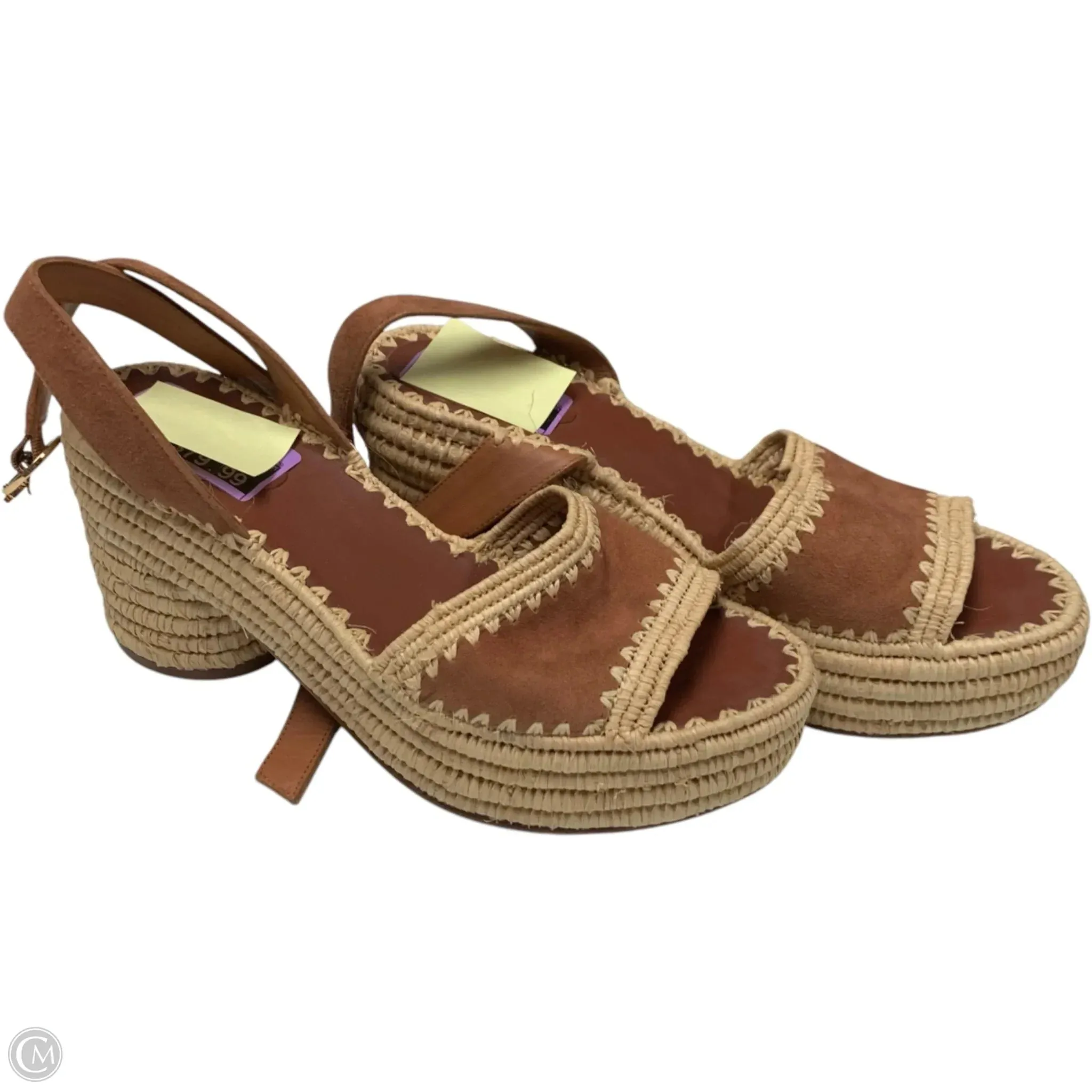 Sandals Designer By Tory Burch In Brown & Tan, Size: 9