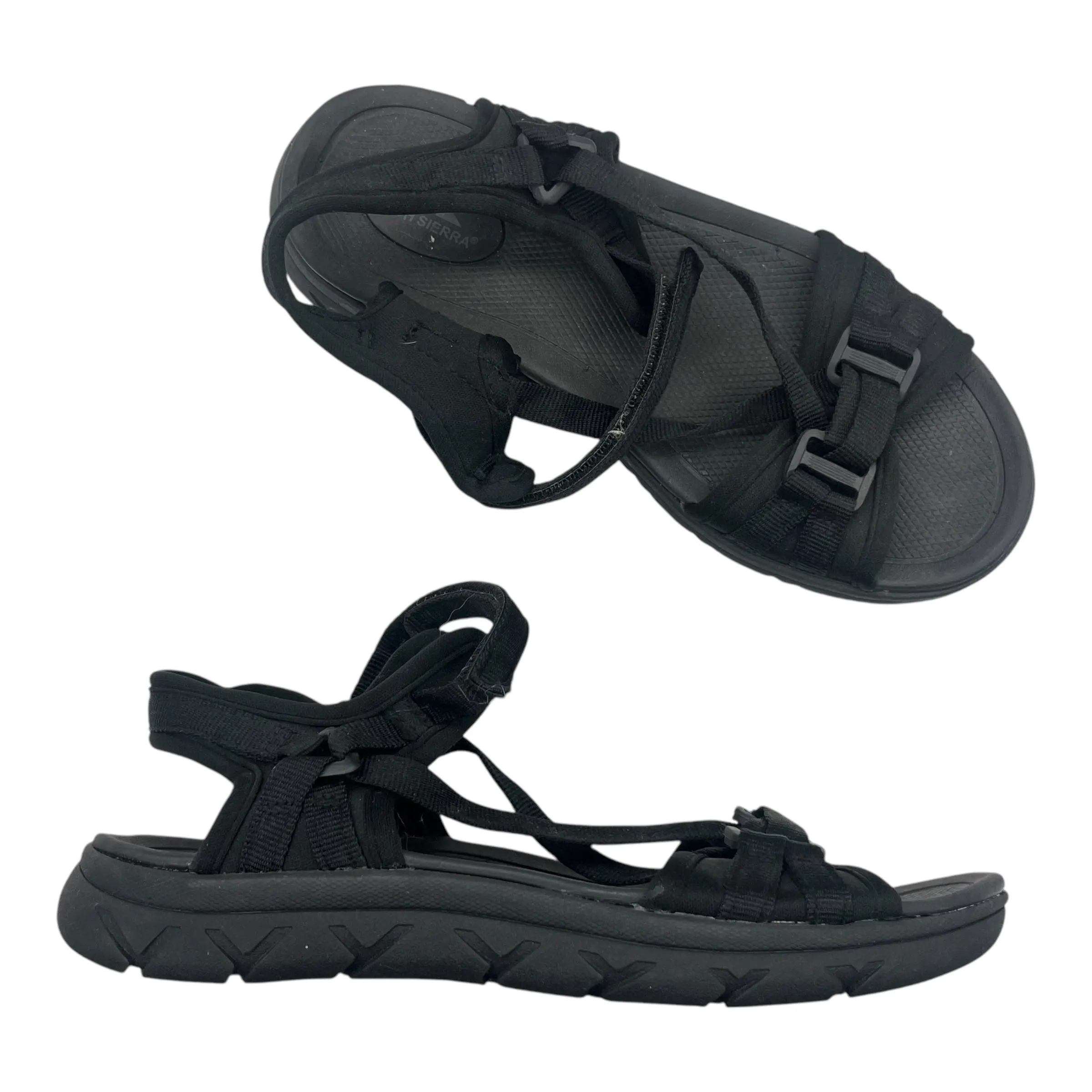 Sandals Flats By Clothes Mentor In Black, Size:8