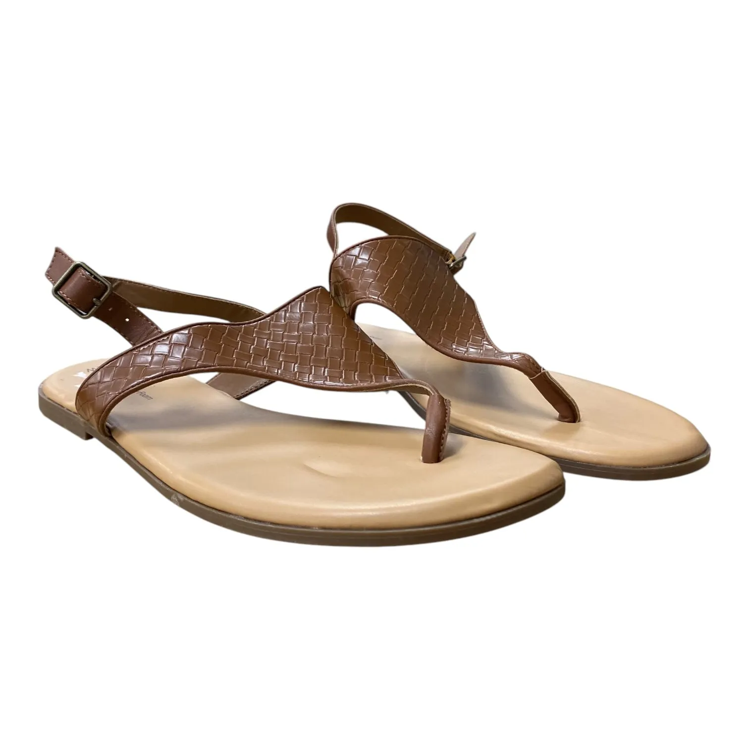 Sandals Flats By Time And Tru In Brown, Size:12