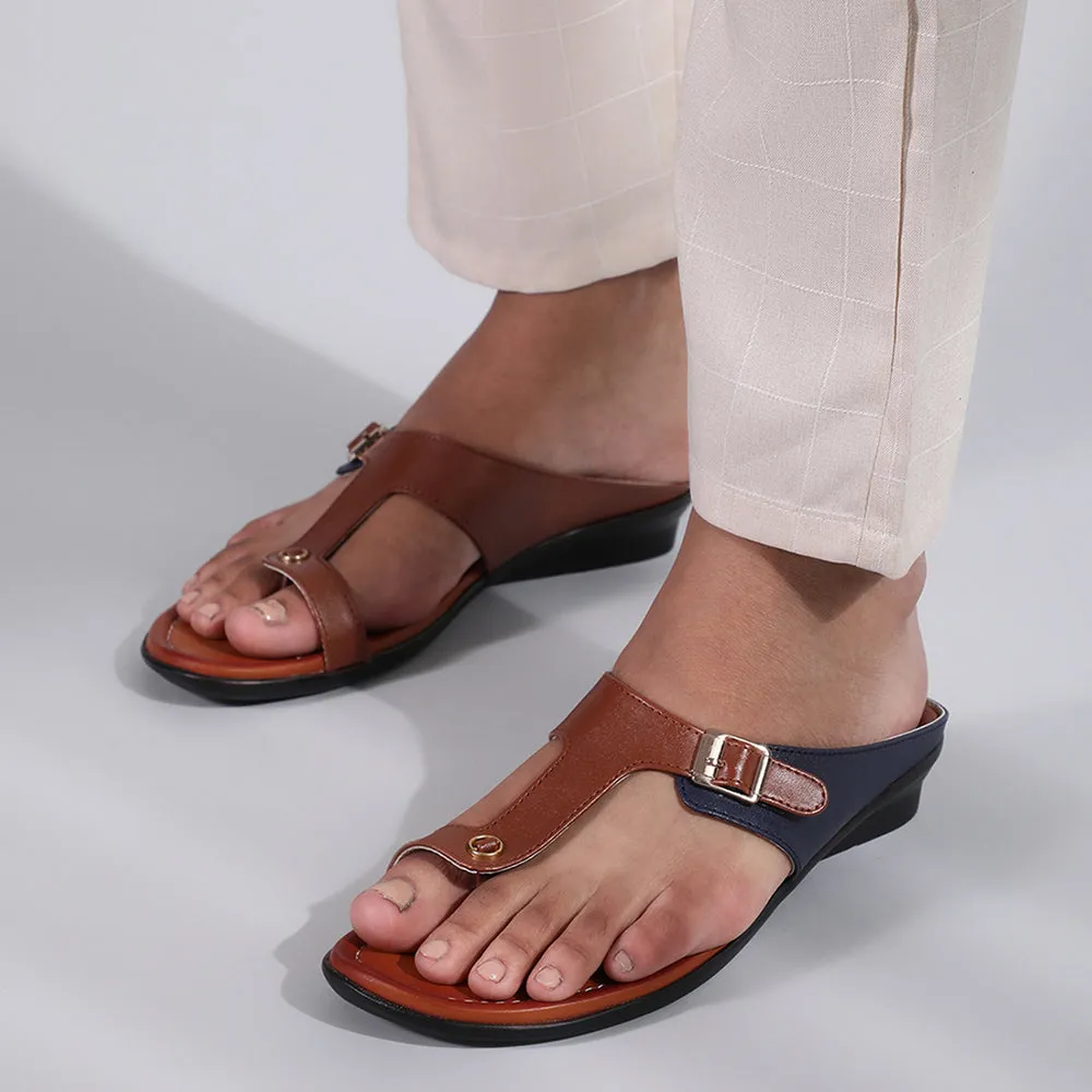 Senorita Ethnic Tan Toe Ring Slippers For Women D1-06 By Liberty
