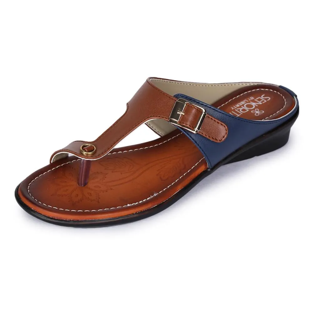Senorita Ethnic Tan Toe Ring Slippers For Women D1-06 By Liberty