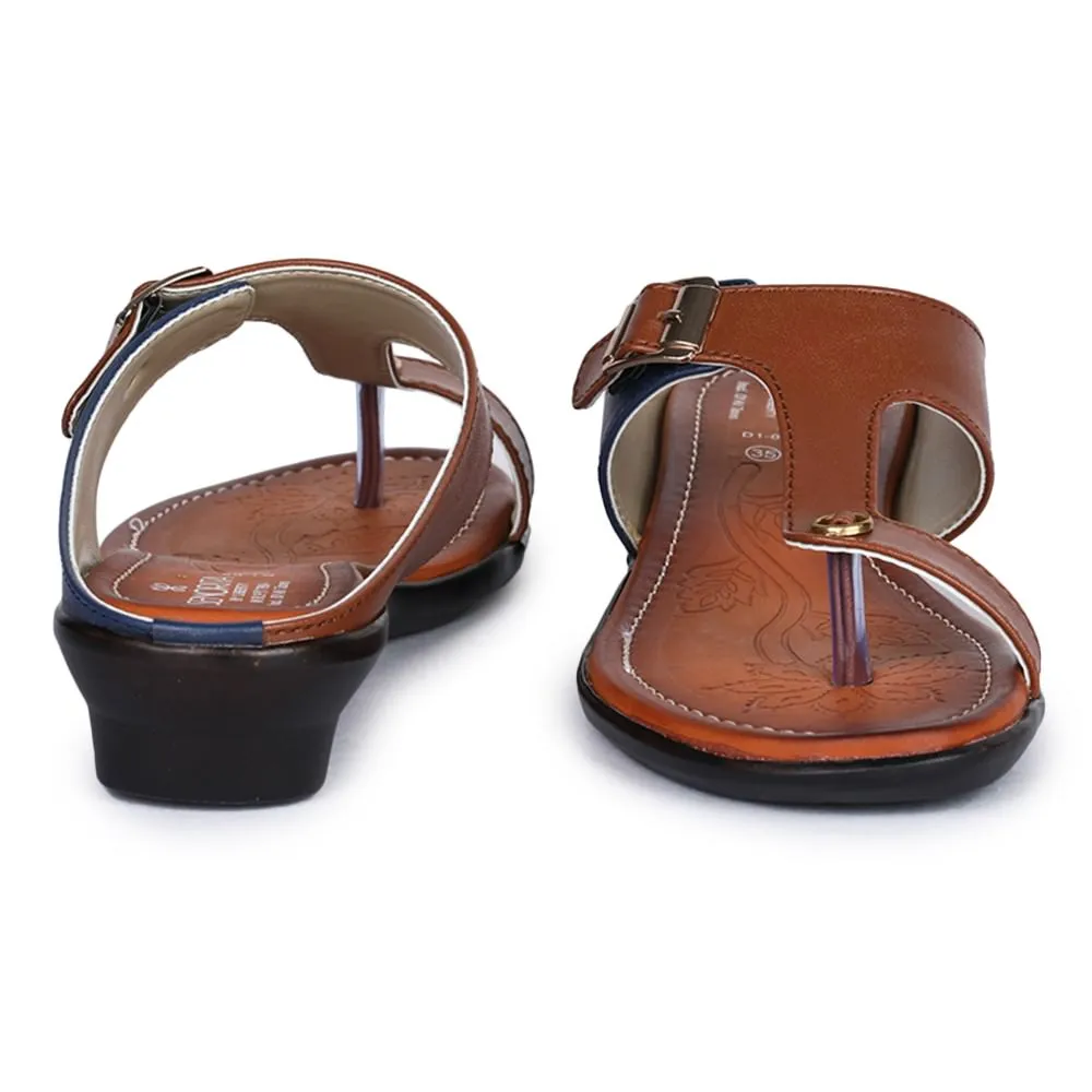 Senorita Ethnic Tan Toe Ring Slippers For Women D1-06 By Liberty
