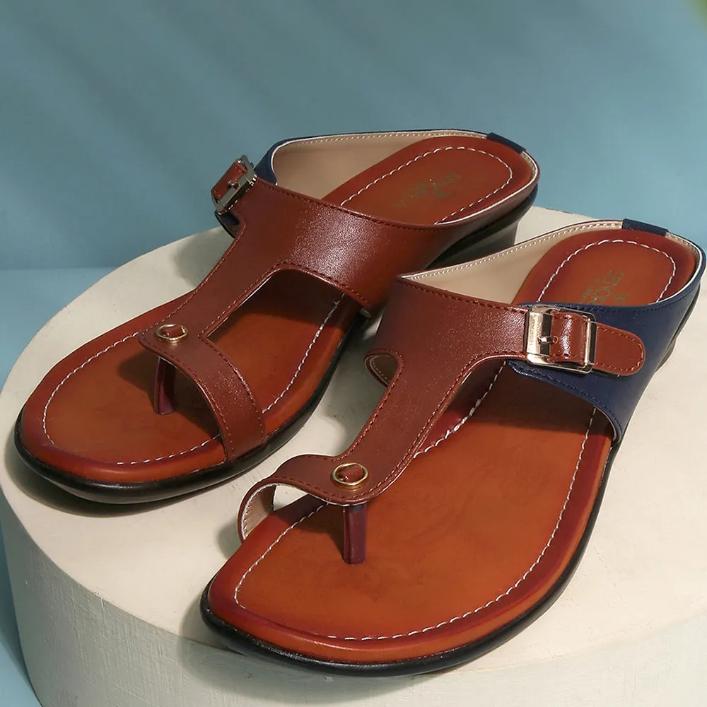 Senorita Ethnic Tan Toe Ring Slippers For Women D1-06 By Liberty