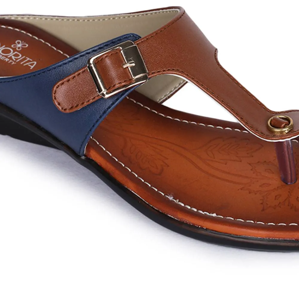 Senorita Ethnic Tan Toe Ring Slippers For Women D1-06 By Liberty