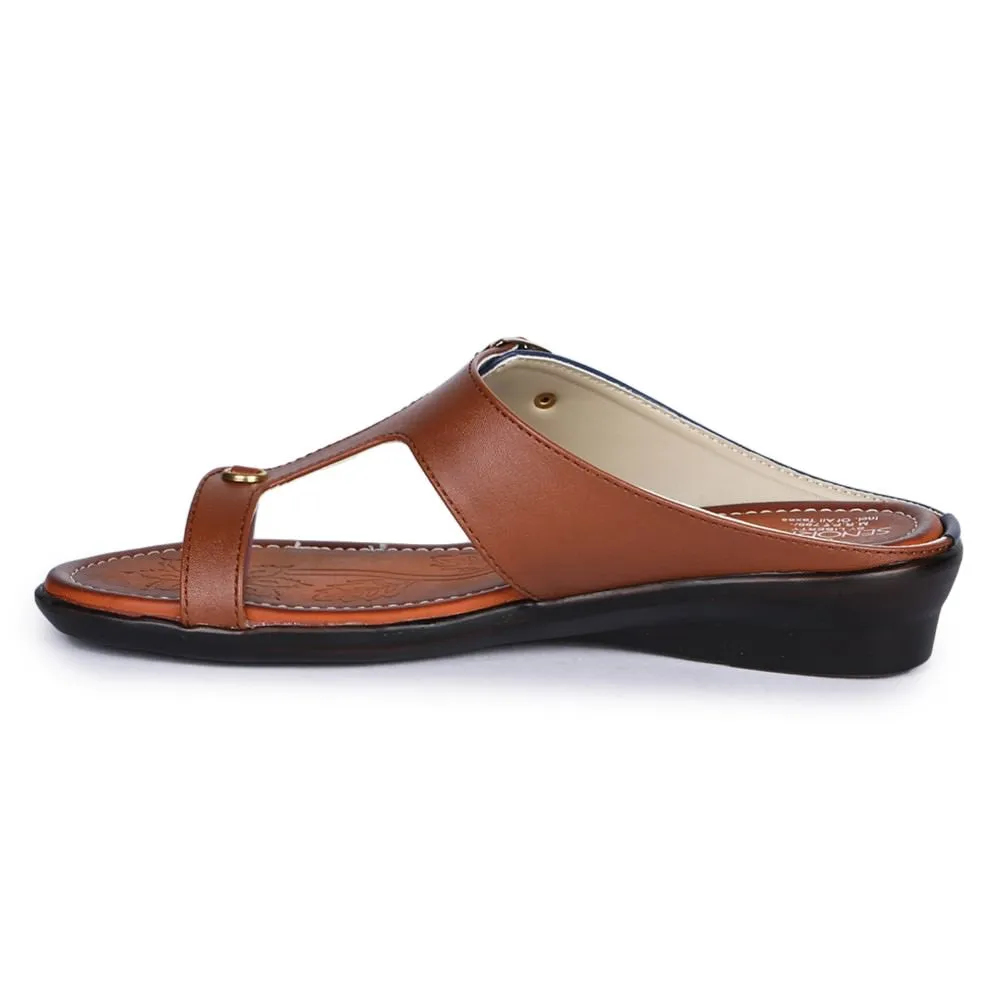 Senorita Ethnic Tan Toe Ring Slippers For Women D1-06 By Liberty