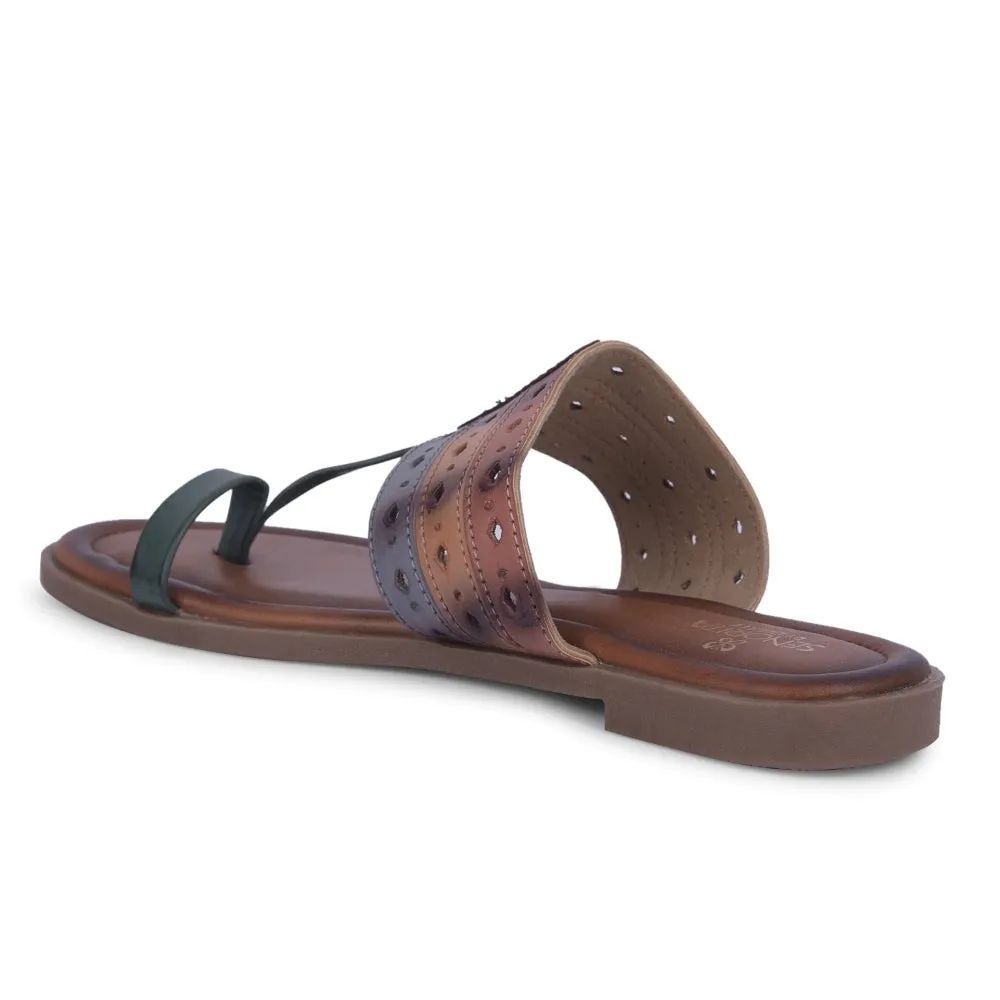 Senorita Green Ethnic Toe Ring Slippers For Women LAX-5 By Liberty