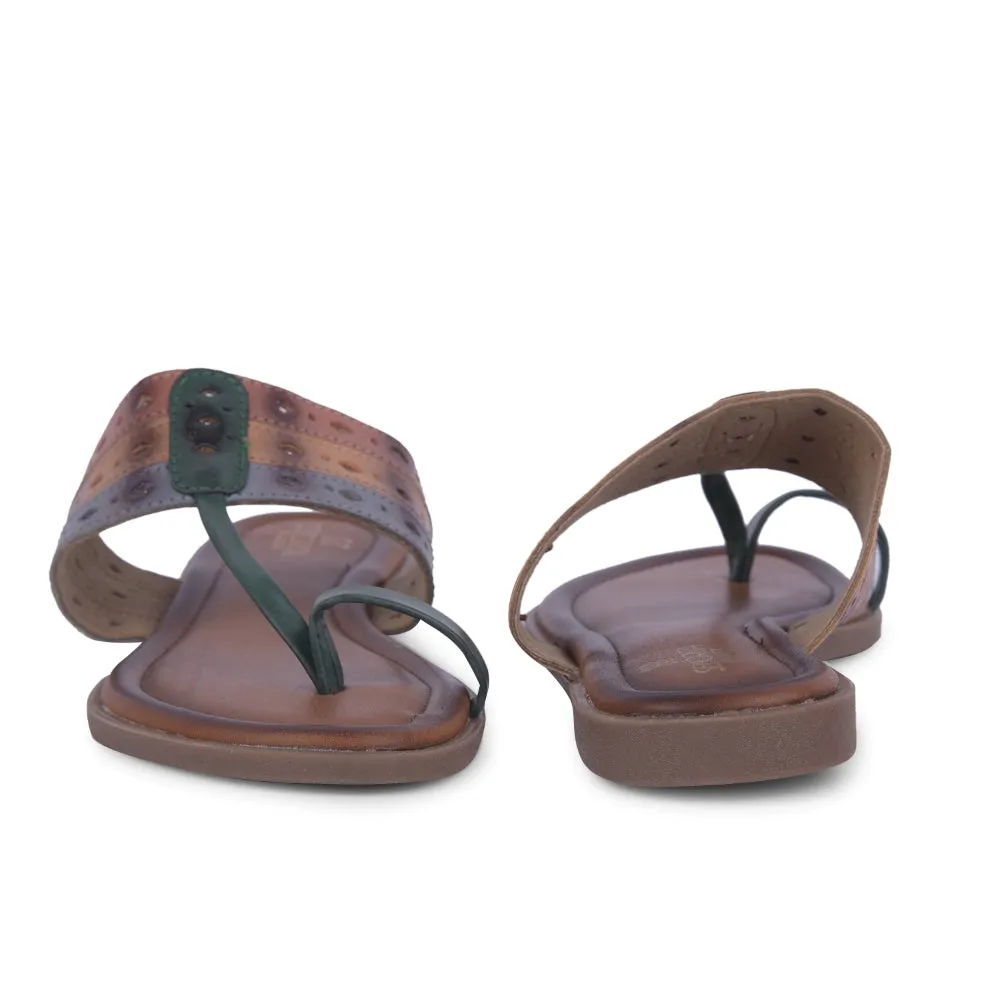 Senorita Green Ethnic Toe Ring Slippers For Women LAX-5 By Liberty