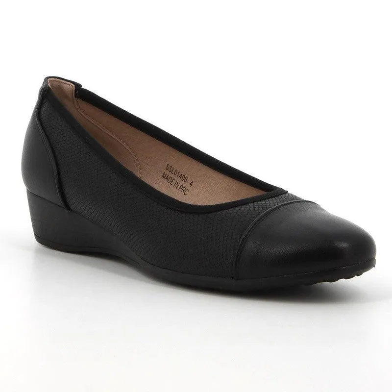 Soft Style By Hush Puppies Rishelle Reptile Wedge - Black