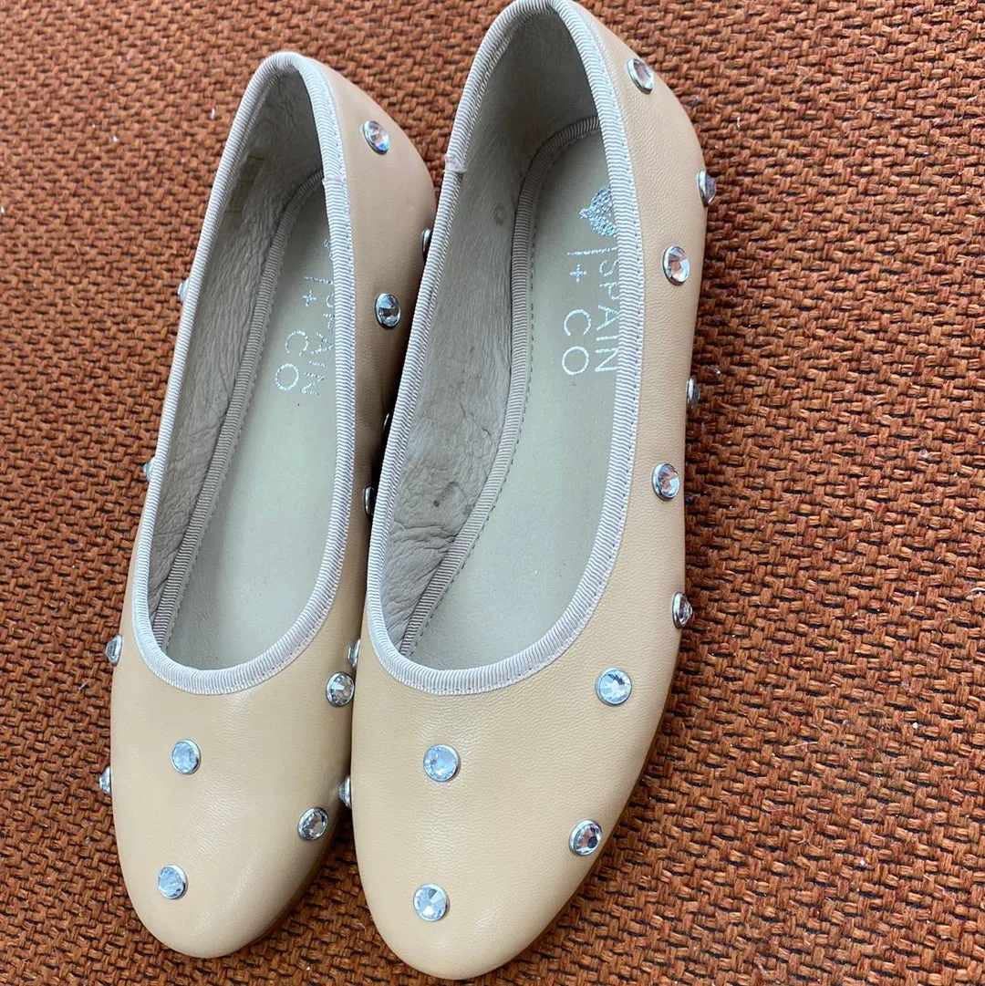 Spain Co Nude Embellished Flat