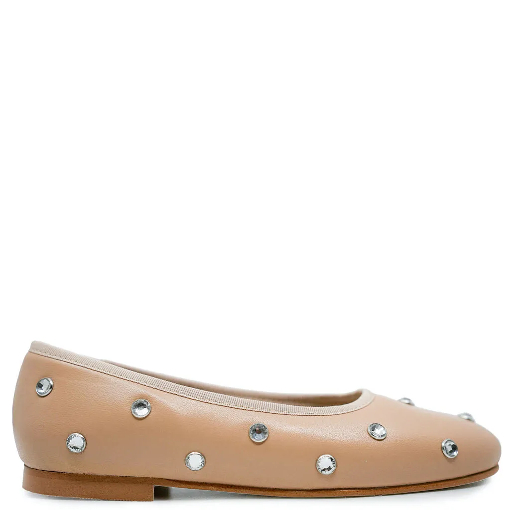 Spain Co Nude Embellished Flat