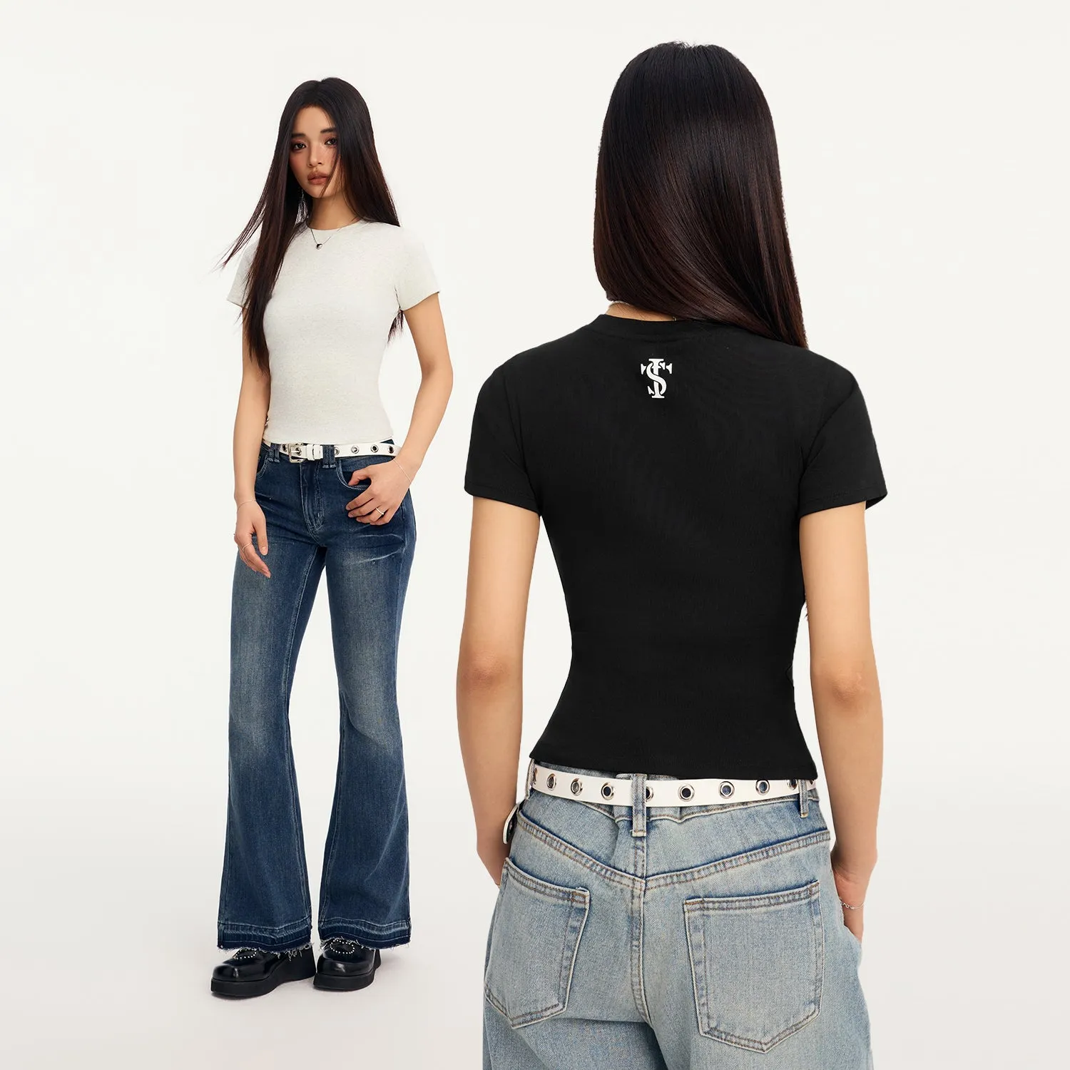 STK hourglass waist base short sleeve T-shirt