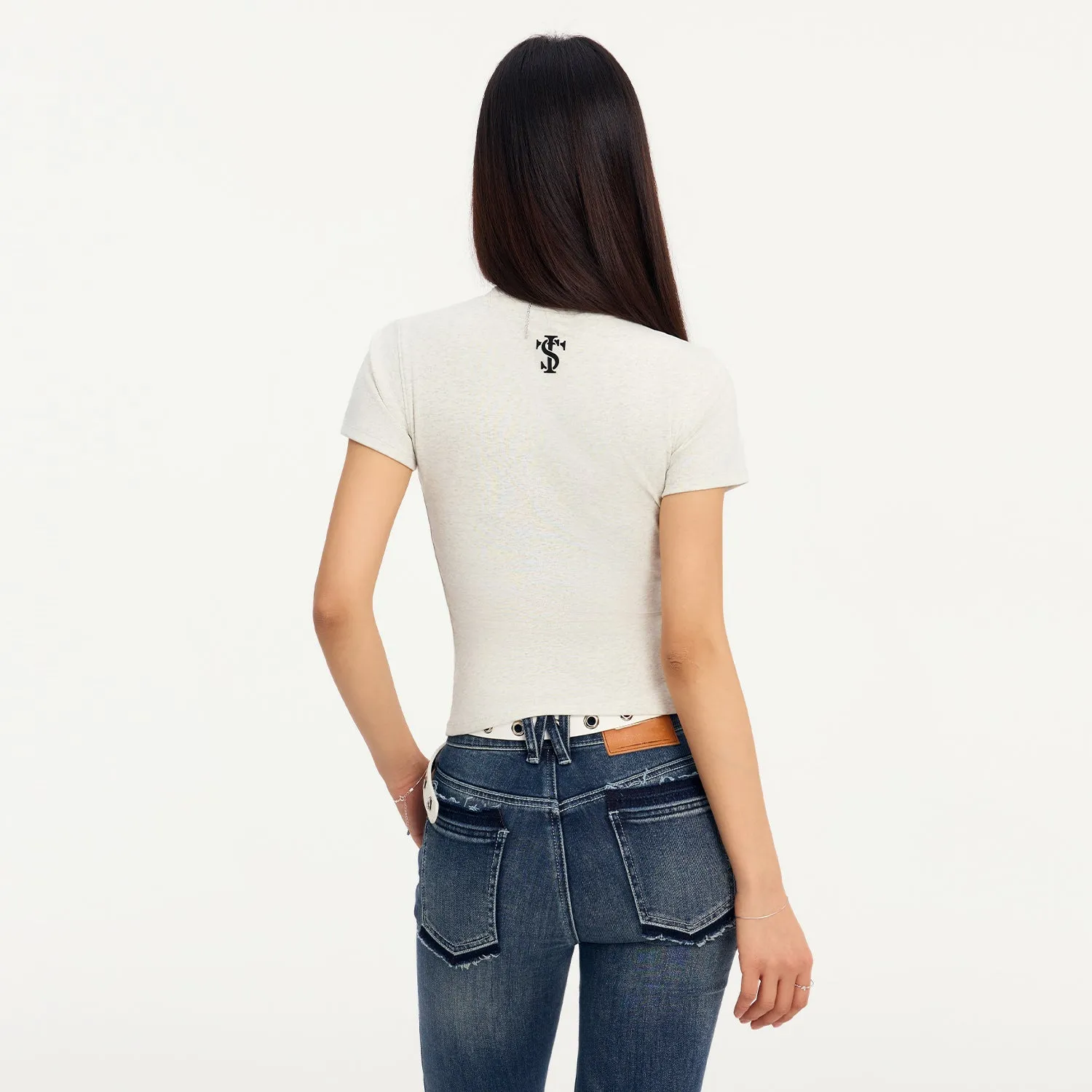 STK hourglass waist base short sleeve T-shirt