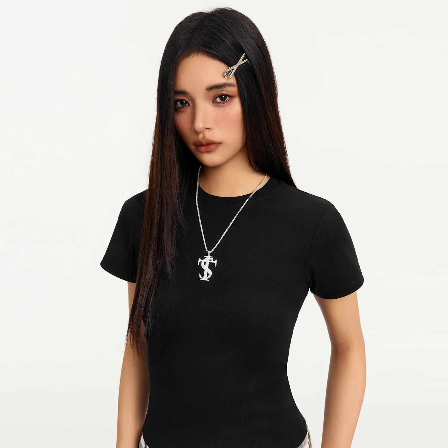 STK hourglass waist base short sleeve T-shirt