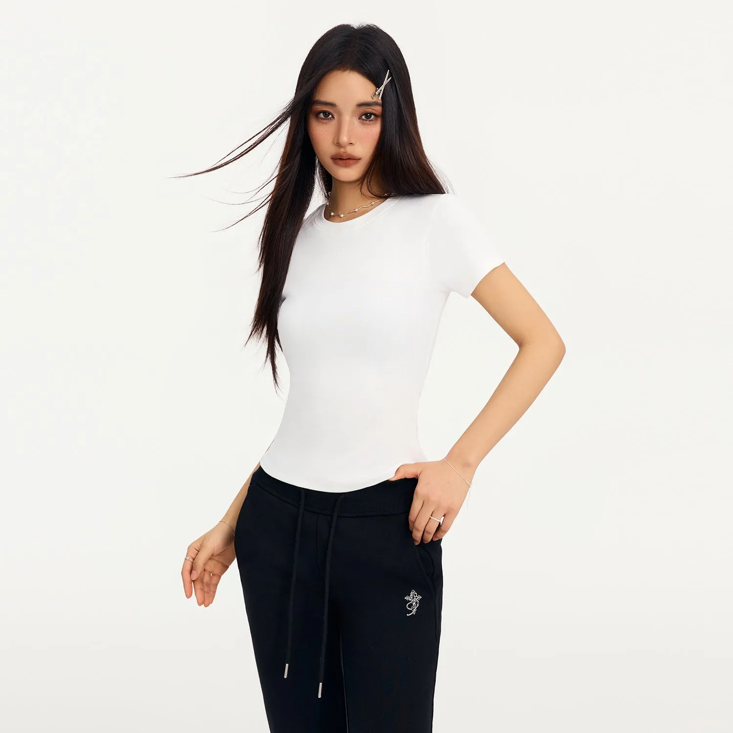 STK hourglass waist base short sleeve T-shirt