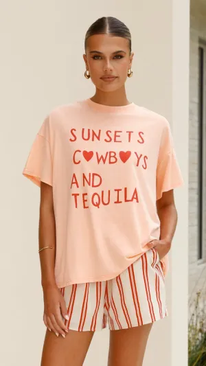 Sunsets & Cowboys Top and Shorts Set - Peach