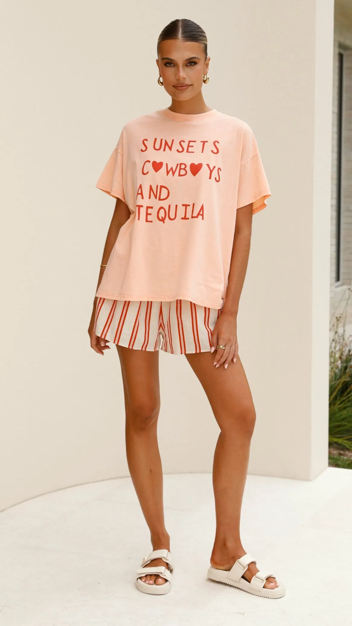 Sunsets & Cowboys Top and Shorts Set - Peach