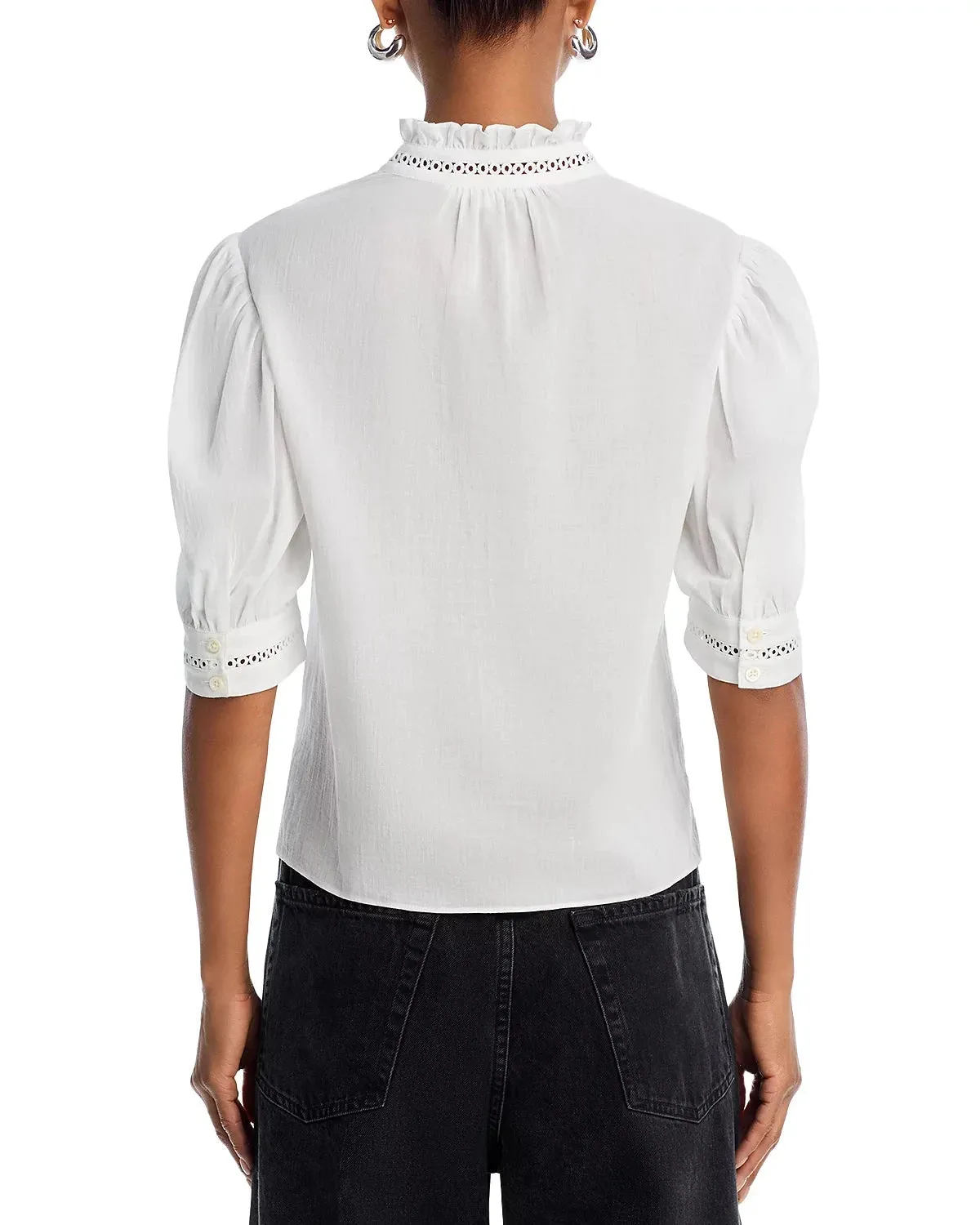 The Ruffle Collar Top White