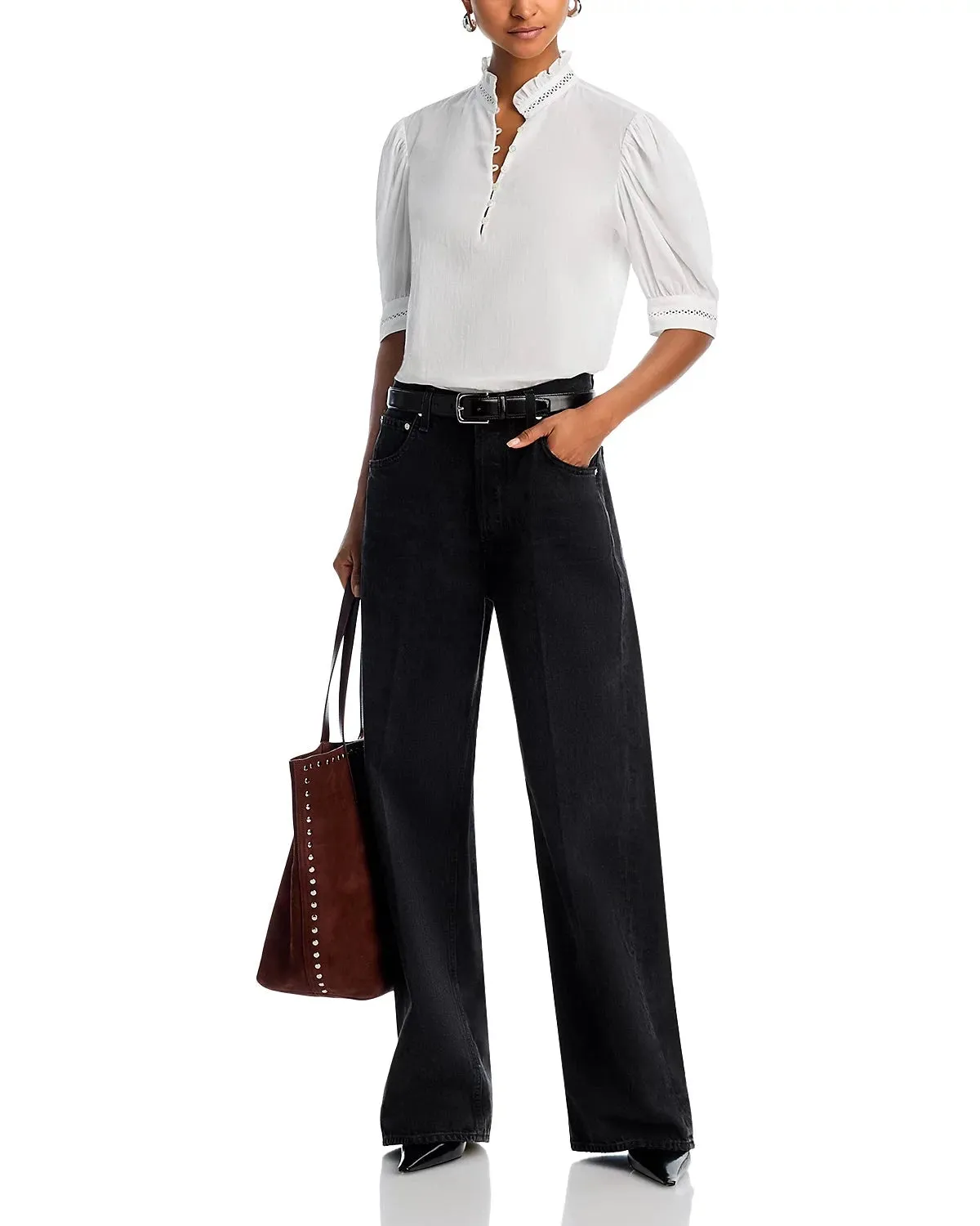 The Ruffle Collar Top White