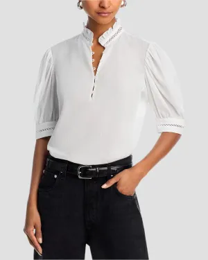 The Ruffle Collar Top White