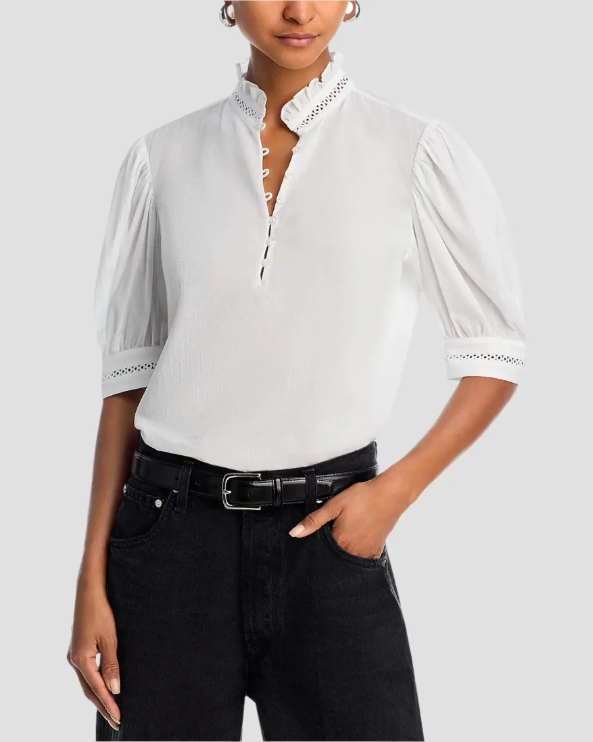 The Ruffle Collar Top White