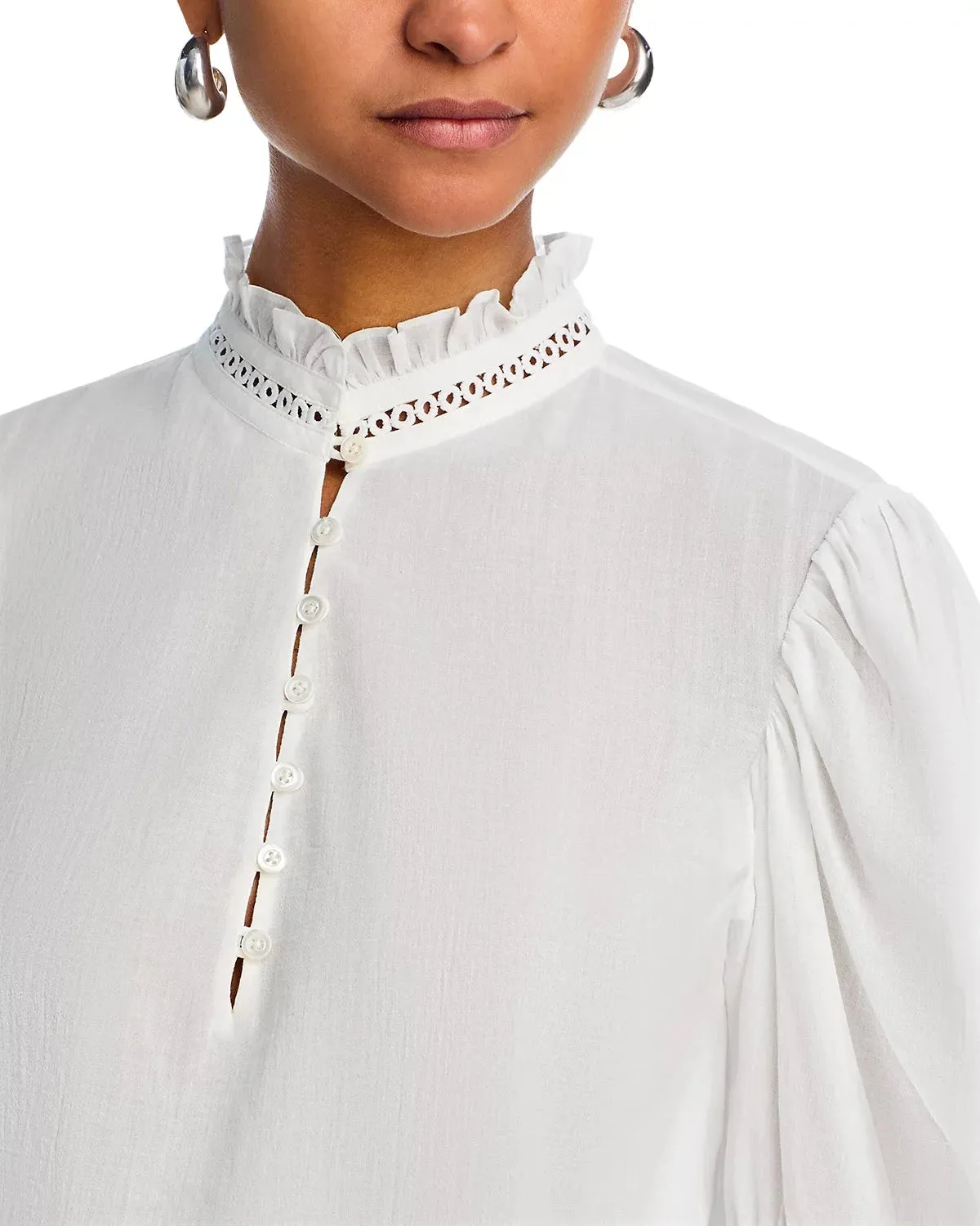 The Ruffle Collar Top White