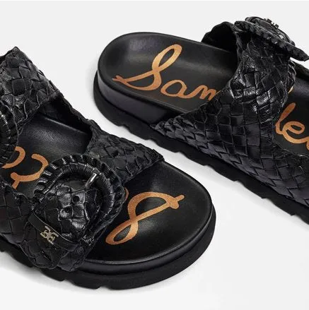 Tiffanie Slide Footbed Sandal Black Woven Leather