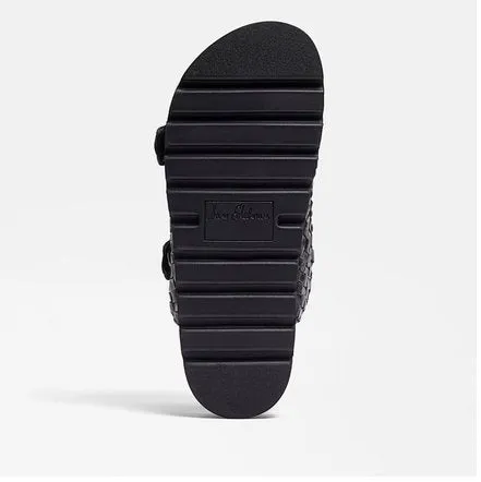 Tiffanie Slide Footbed Sandal Black Woven Leather