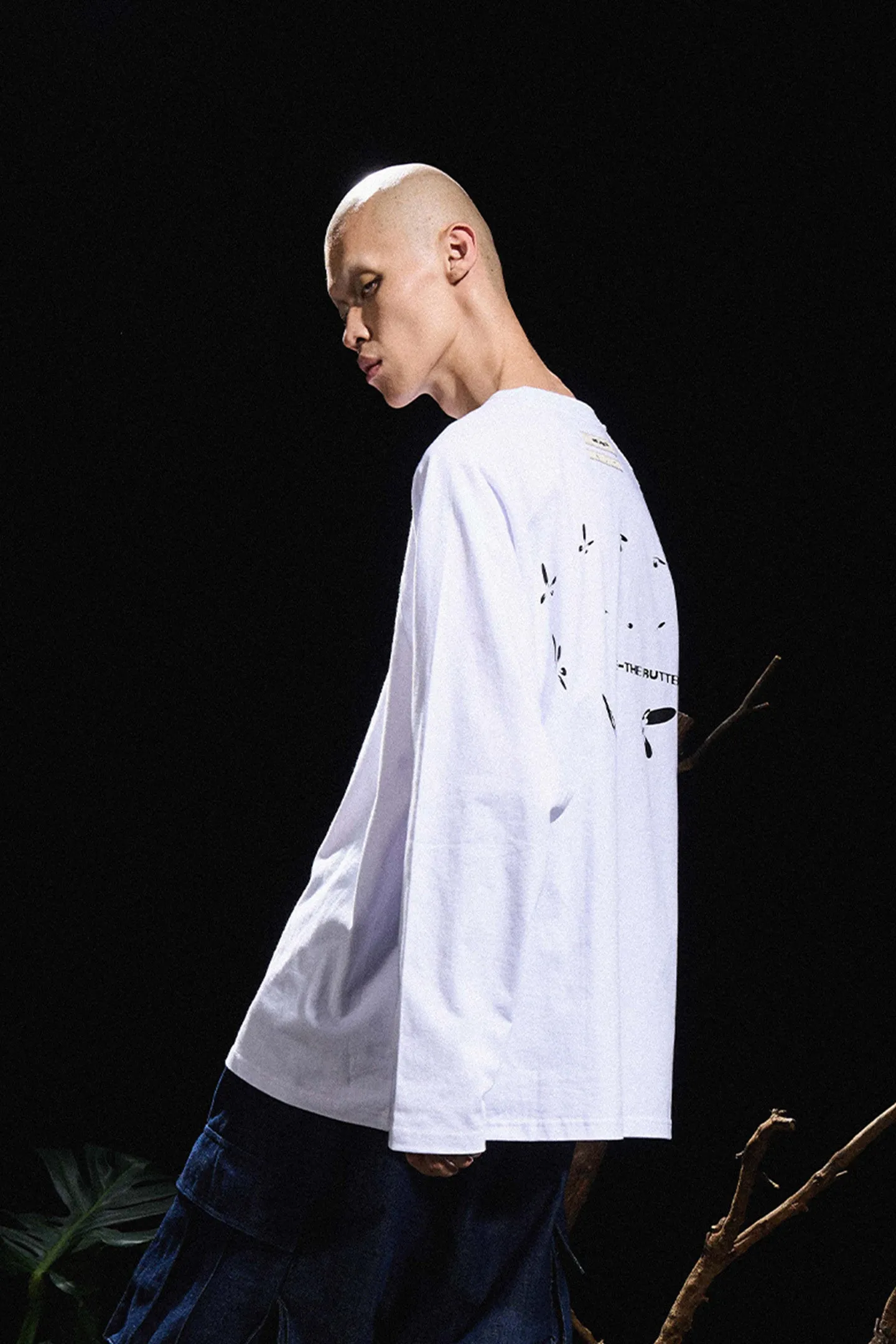 Two-tone Print Sstructured Long Sleeve T-shirt