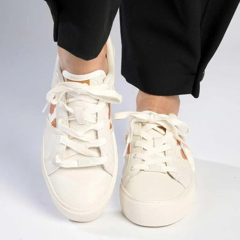 UGG Dinale Leather Sneaker - Cow Print/White Sand