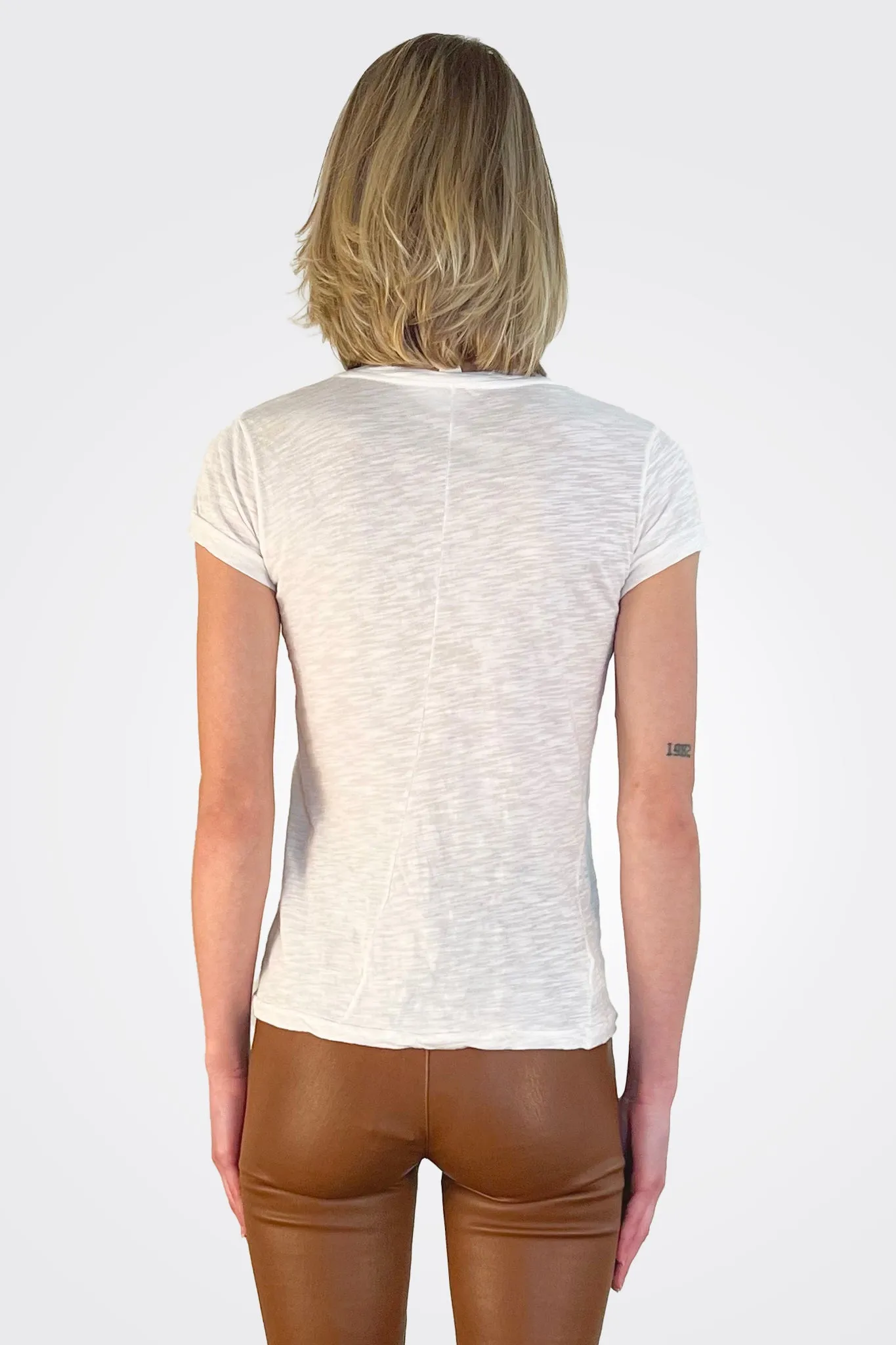 V Neck Short Sleeve Top - Meteor