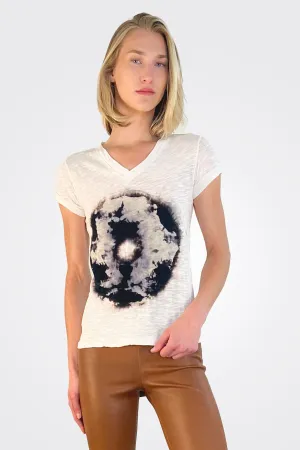 V Neck Short Sleeve Top - Meteor