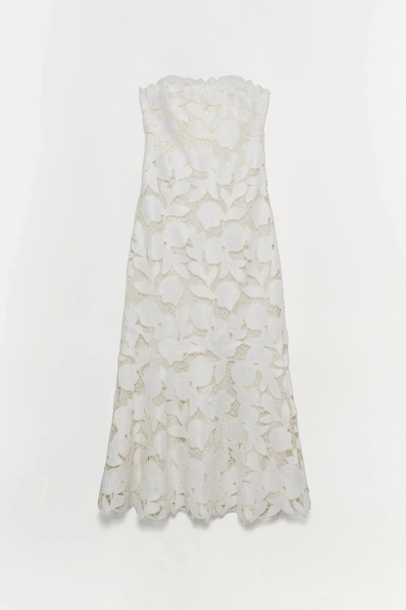 Valletta Strapless Embroidered Dress - White