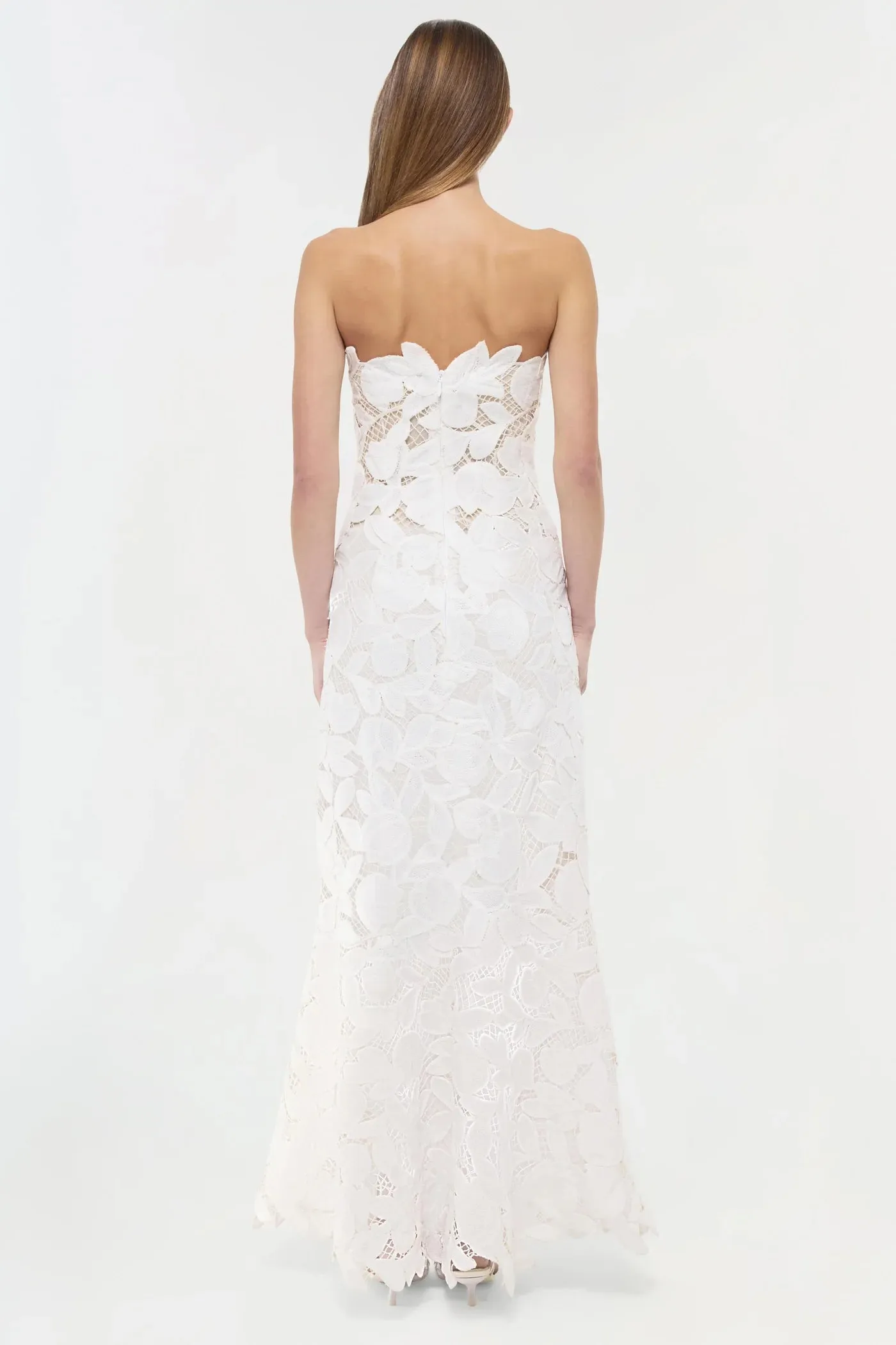 Valletta Strapless Embroidered Dress - White
