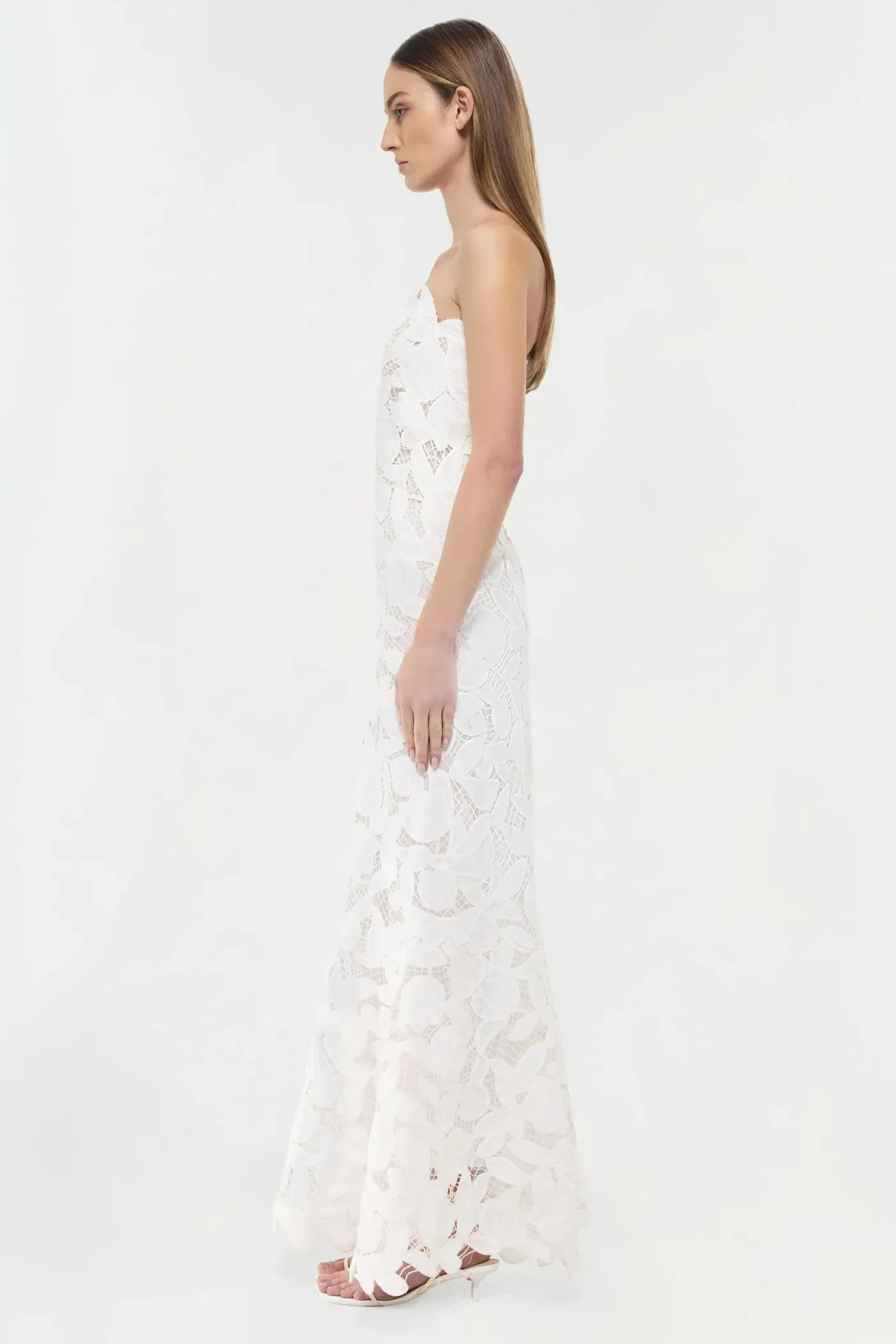 Valletta Strapless Embroidered Dress - White