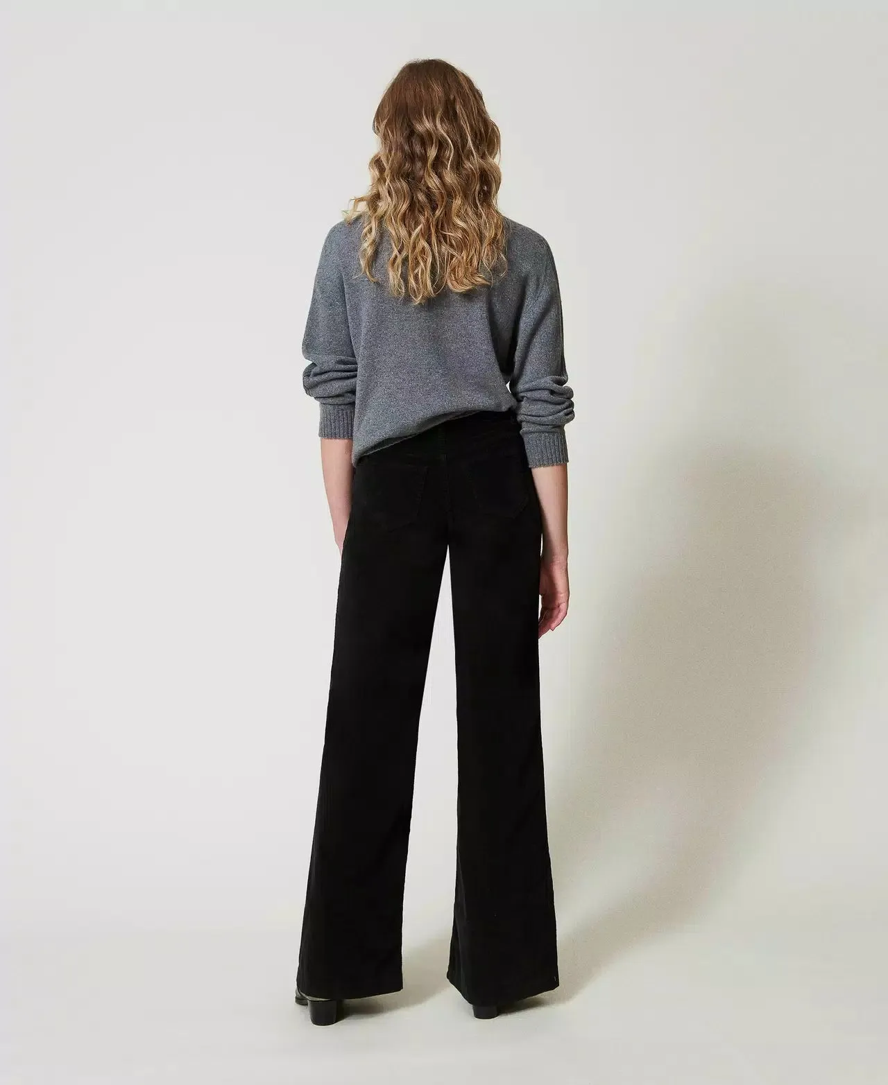 Velvet Trousers with Buttons - Nero