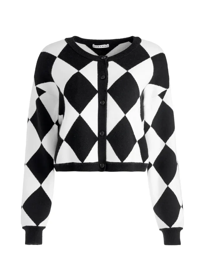 Verena Jacquard Textured Cardigan - Soft White / Black