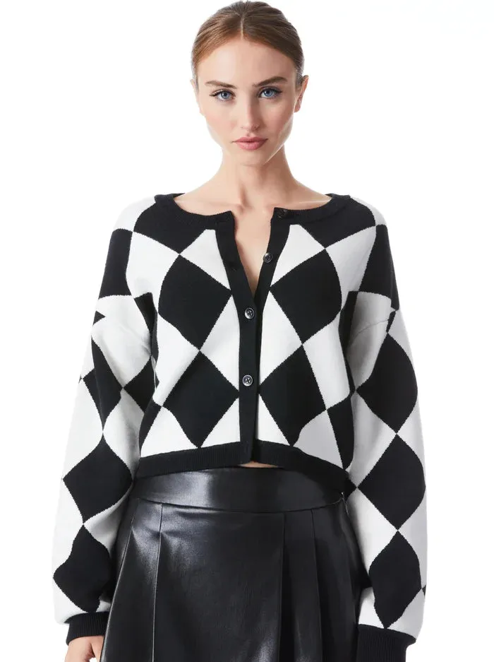 Verena Jacquard Textured Cardigan - Soft White / Black