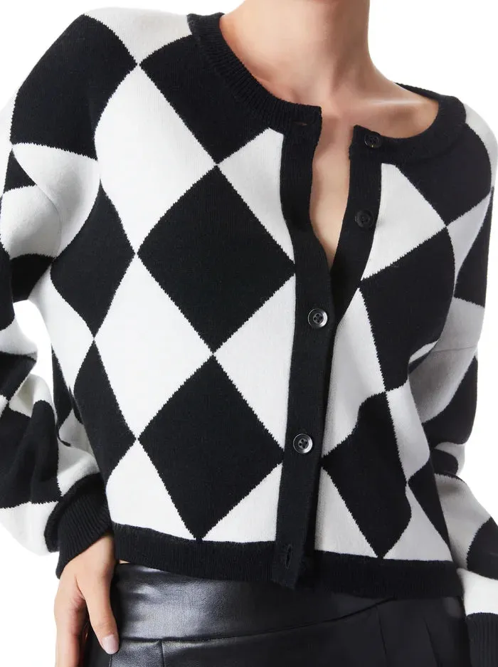 Verena Jacquard Textured Cardigan - Soft White / Black