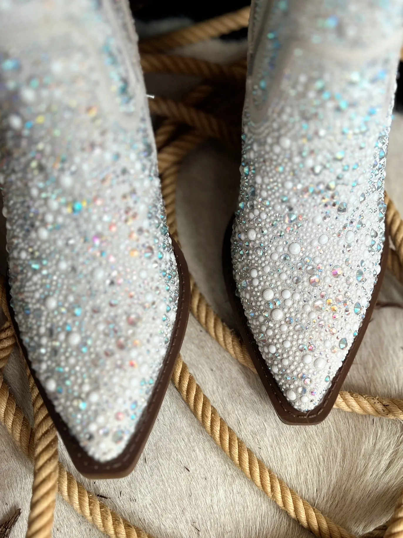 Very G Pearl Kady Silver Rhinestone Booties*