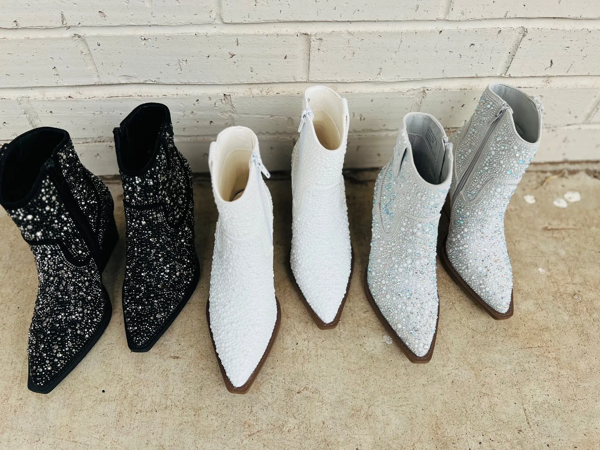 Very G Pearl Kady Silver Rhinestone Booties*