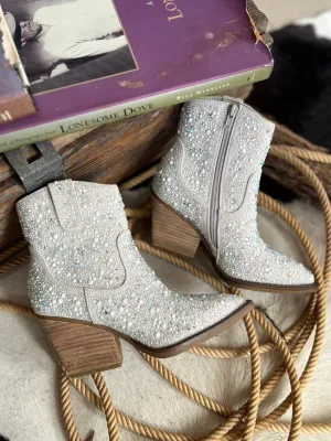 Very G Pearl Kady Silver Rhinestone Booties*