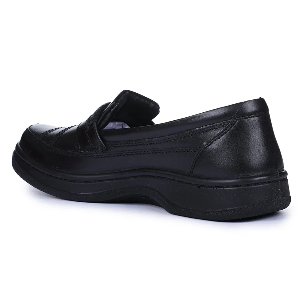 Warrior Black Formal Non Lacing Shoes For Men 2078-02 By Liberty