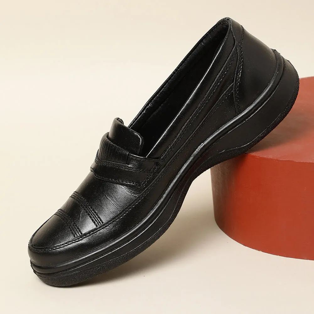 Warrior Black Formal Non Lacing Shoes For Men 2078-02 By Liberty