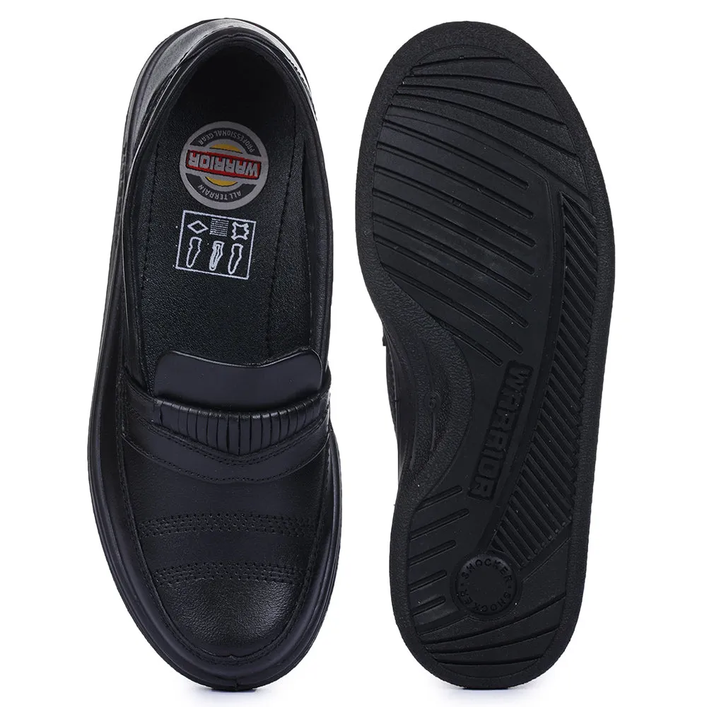 Warrior Black Formal Non Lacing Shoes For Men 2078-02 By Liberty
