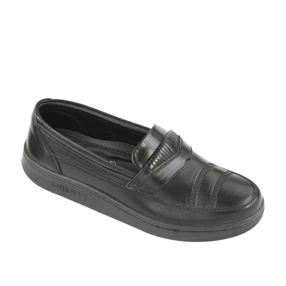 Warrior Black Formal Non Lacing Shoes For Men 2078-02 By Liberty